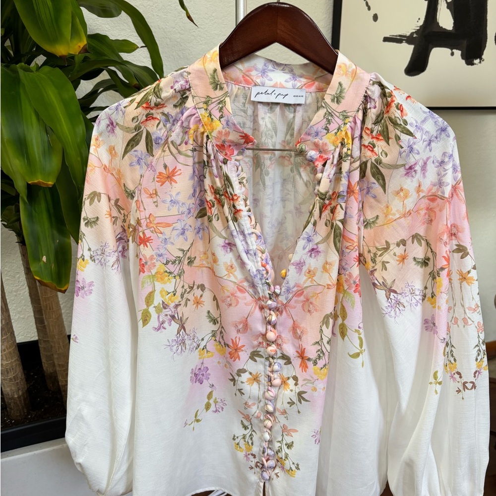 Petal and pup Floral Print Women's Top - Picture 2 of 5